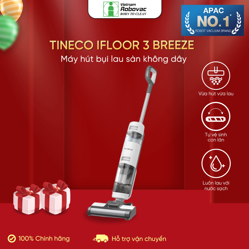 MÁY HÚT BỤI LAU SÀN KHÔ VÀ ƯỚT TINECO IFLOOR 3 BREEZE COMPLETE – BẢN QUỐC TẾ– BẢO HÀNH 24 THÁNG