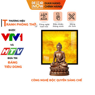 Đèn hào quang phật in tranh trúc chỉ vuông decornow, trang trí ban thờ cho tượng phật, hào quang trúc chỉ dcn-tc156