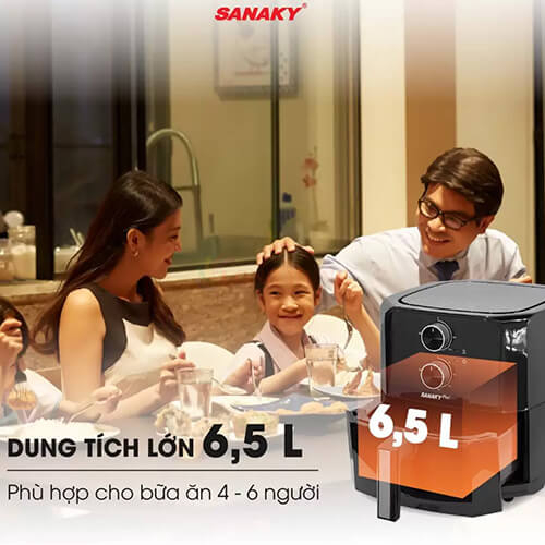 Nồi chiên không dầu điều khiển cơ Sanaky 6.5 lít VH-60AM1 - Hàng chính hãng