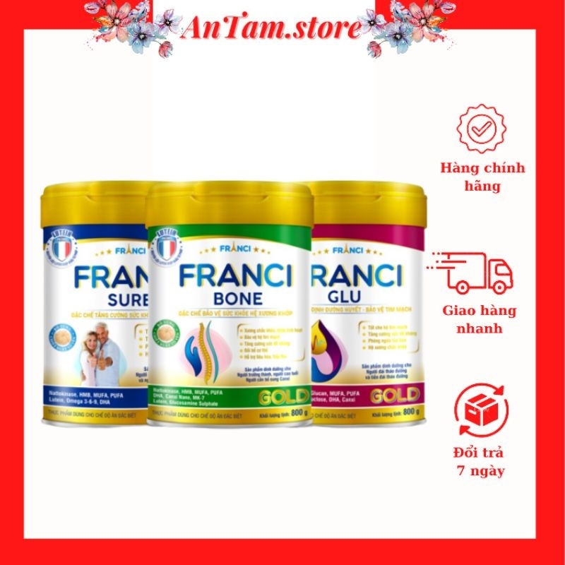Sữa Franci Sure. Franci Bone. Franci Glu lon 800g