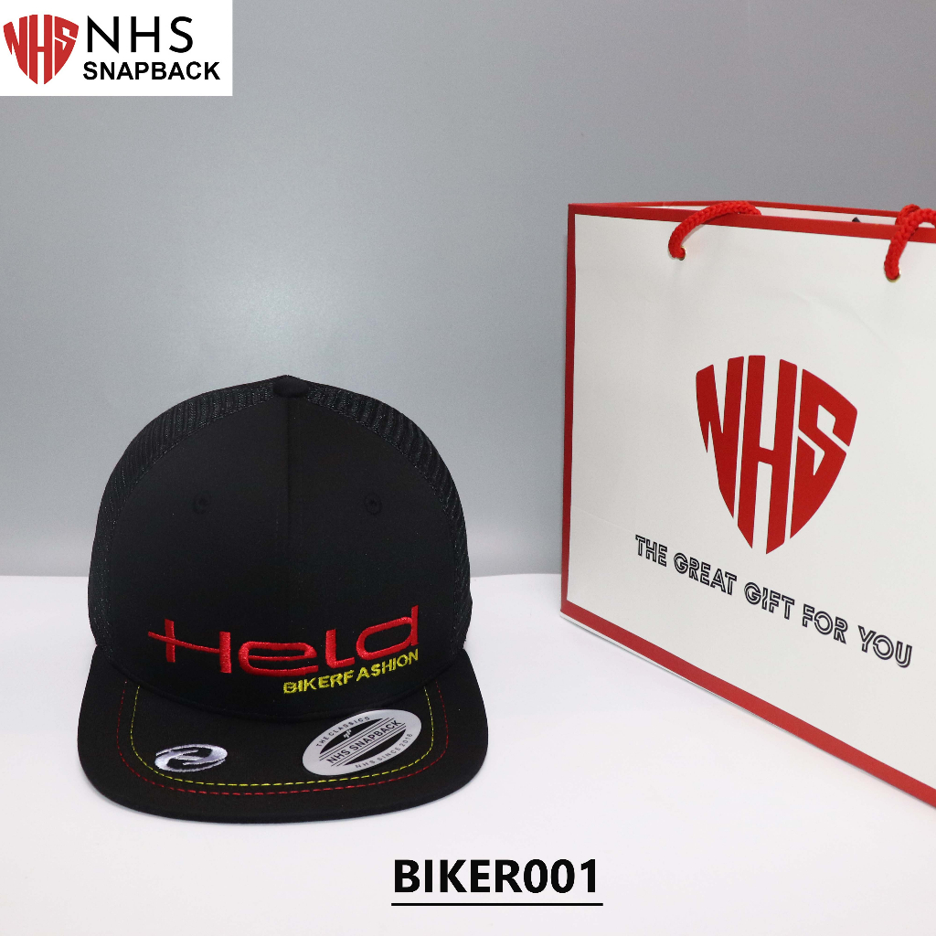 Nón NHS Snapback Biker Lưới full đen Biker001