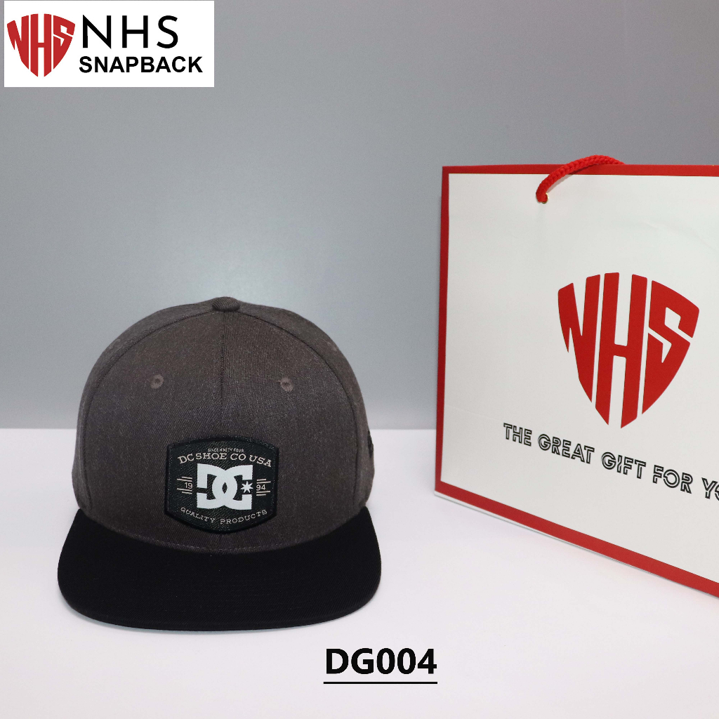 Nón NHS Snapback xám kết đen full vải DG004.