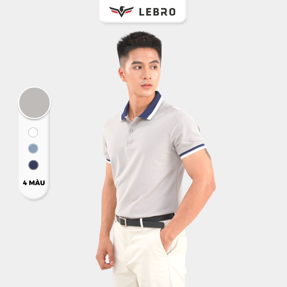Áo polo nam, áo thun nam có cổ viển phối, áo phông cotton CVC, chuẩn form slimfit thể thao, trẻ trung LEBRO TPL-006B