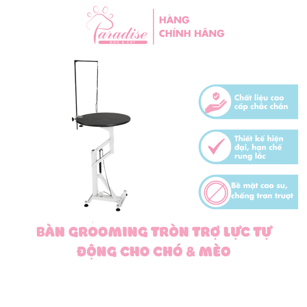 Bàn tròn cắt tỉa lông thú cưng size lớn TFT-838L mặt bàn Φ70 (98)cm KISS GROOMING - Paradise Dog&Cat