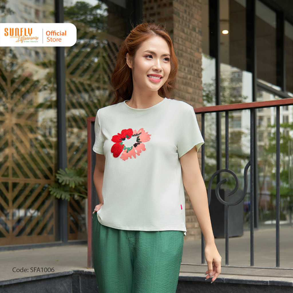 Áo Phông Nữ Cotton SUNFLY Trẻ Trung Tự Tin Dạo Phố SFA1006