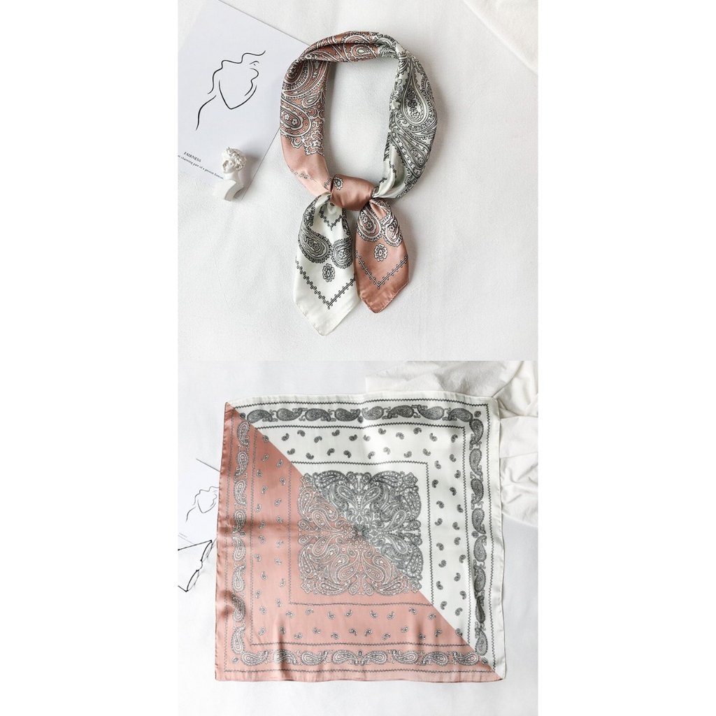 [Mẫu mới 2023] Khăn lụa vuông quàng cổ họa tiết paisley cho nam và nữ