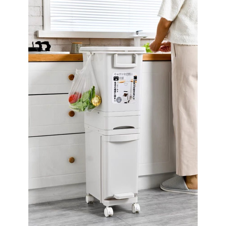 Thùng rác thông minh chia ngăn chia tầng nhà bếp, chất liệu nhựa PP dung tích 29L 32L 42L
