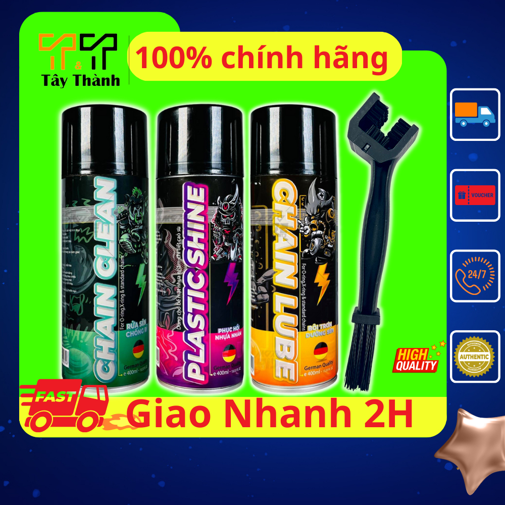Combo Chai xịt dưỡng sên, bôi trơn Sprayking, bôi trơn bảo vệ xích xe 400ml, phục hồi nhựa nhám sprayking