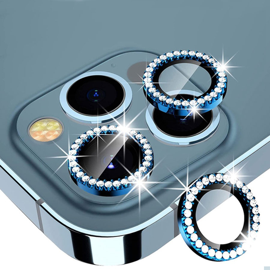 Kích cường lực Bảo Vệ Camera Titan đính đá sang trọng, Lens Kính Cường Lực Titan cho iPhone 11 12 13 14 Pro ProMax
