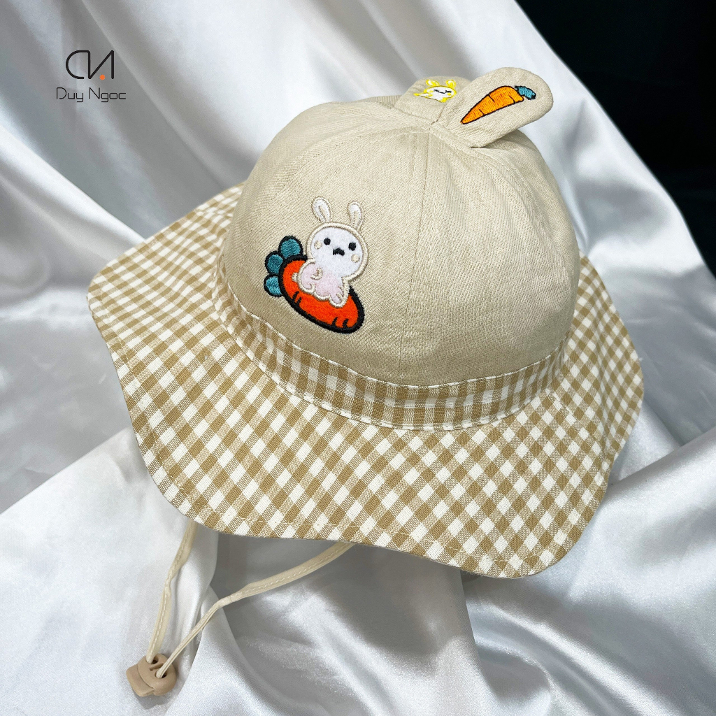 (Size nón 50 cm) Nón vành bé gái Thỏ cute Duy Ngọc - Chất liệu cotton cao cấp, mỏng nhẹ, thêu hình thỏ ngộ nghỉnh (2967)