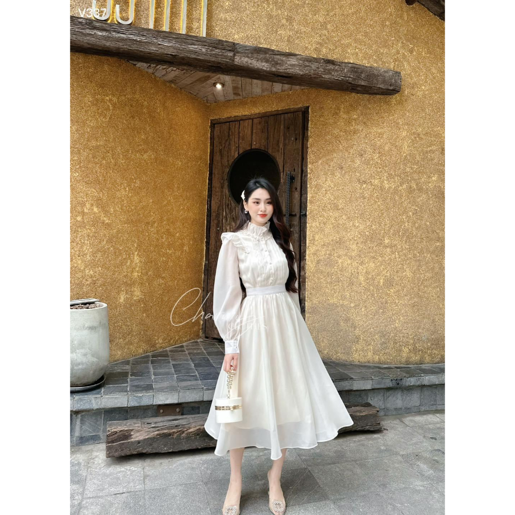 Đầm Tiểu Thư Quảng Châu Chất Tơ Óng Cực Xịn - Set Váy Đầm Maxi Trắng Trung Niên Dự Tiệc Sang Trọng - MS A271 (Sỉ LH)