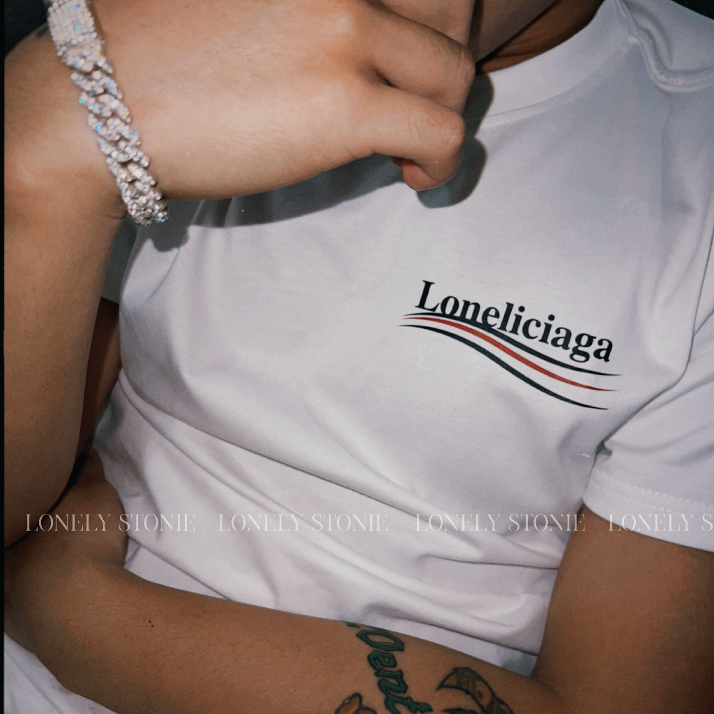 Áo Phông LONELICIAGA Màu Trắng - Chất Liệu 100% Cotton Form Unisex Dáng Xuông Cho Nam/Nữ