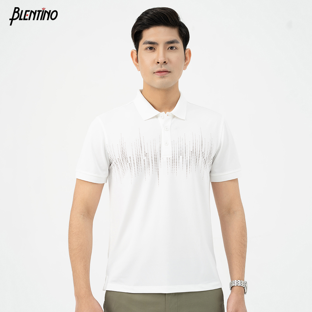 Áo Polo Nam Blentino Premium, Chất Cotton Cao Cấp, Mát, Thấm Hút Tốt, Thiết Kế In Sóng Ngang (PL2303)