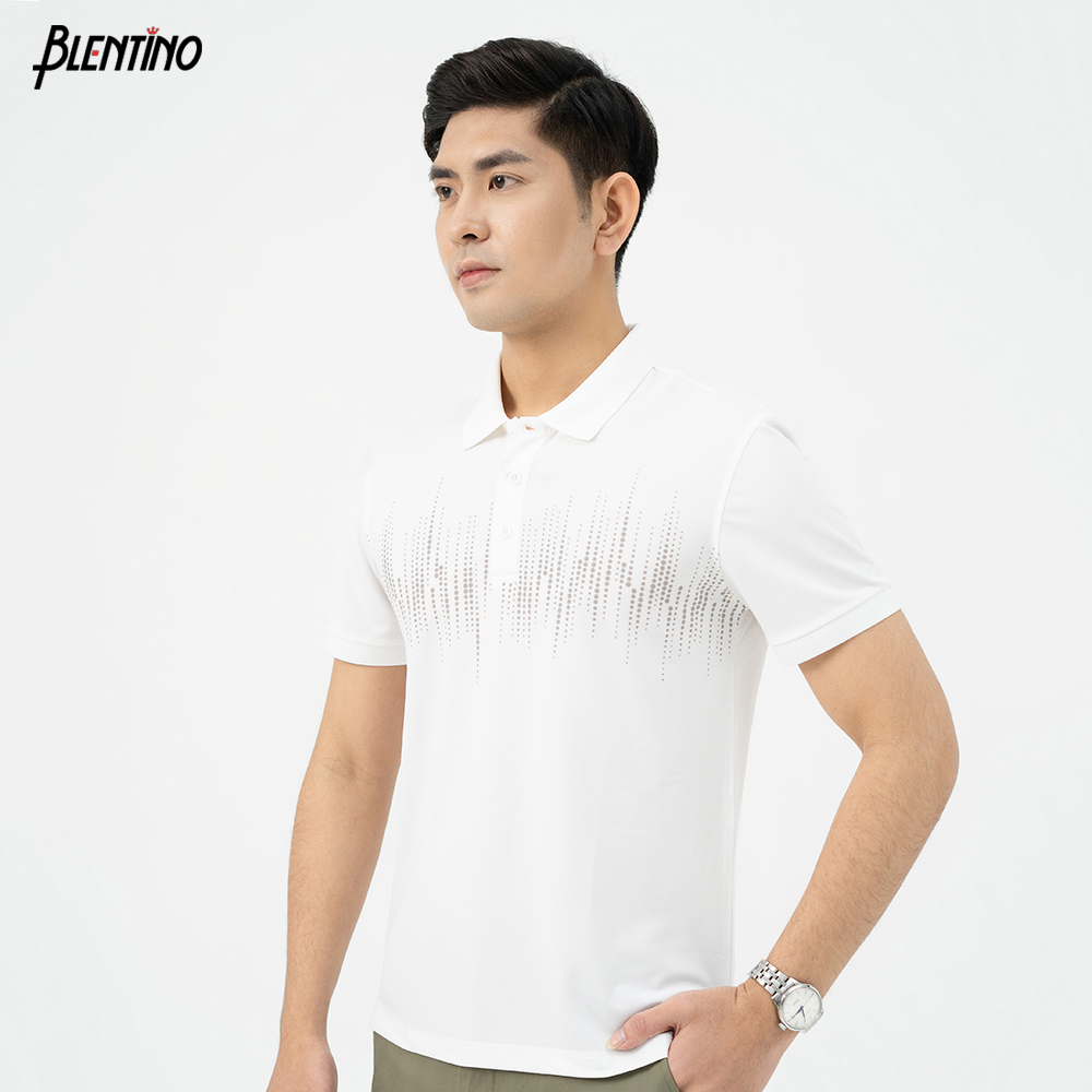 Áo Polo Nam Blentino Premium, Chất Cotton Cao Cấp, Mát, Thấm Hút Tốt, Thiết Kế In Sóng Ngang (PL2303)