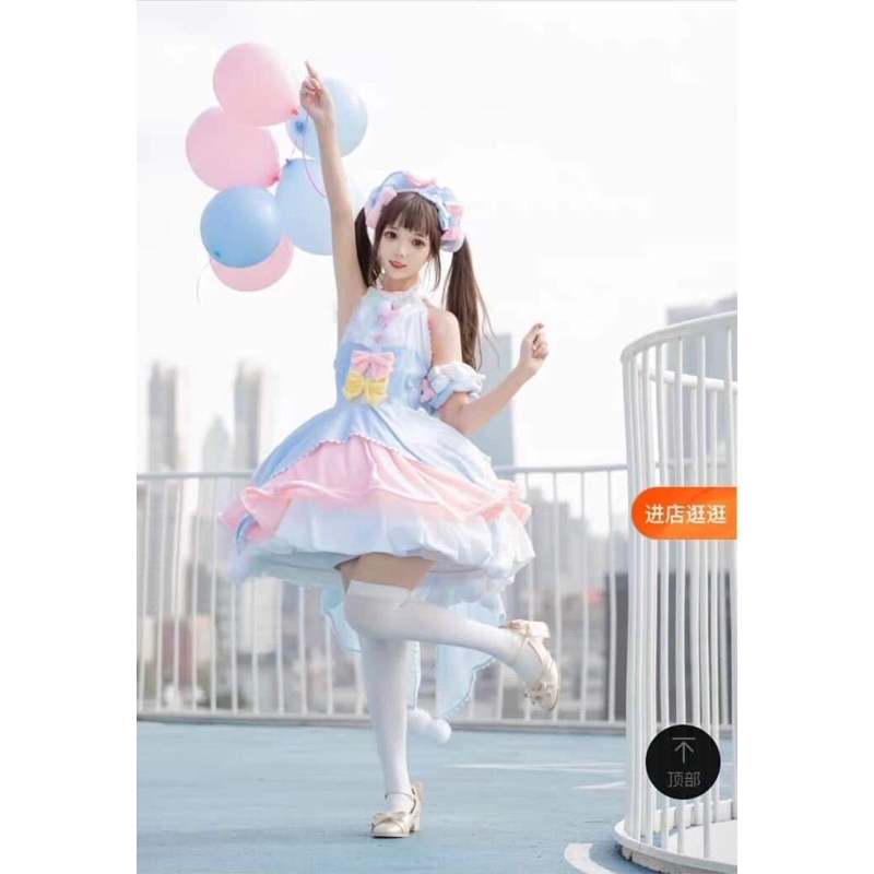 Váy đầm Lolita brand Light Year of Tenderness màu xanh hồng pastel