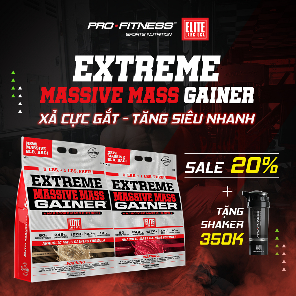 Sữa mass tăng cân nhanh cho người gầy Extreme Massive Mass Gainer - Profitness Store - Sữa cải thiện cân nặng hiệu quả