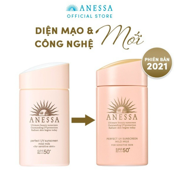 [ANESSA] Sữa Chống Nắng Cho Da Dầu Mụn Nhạy Cảm Và Trẻ Em Dịu Nhẹ SPF50+ PA++++ Perfect UV Sunscreen Mild Milk (60ml)