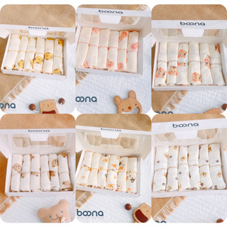 BOONA Hộp 6 khăn sữa xô nhăn em bé sơ sinh 30x30cm
