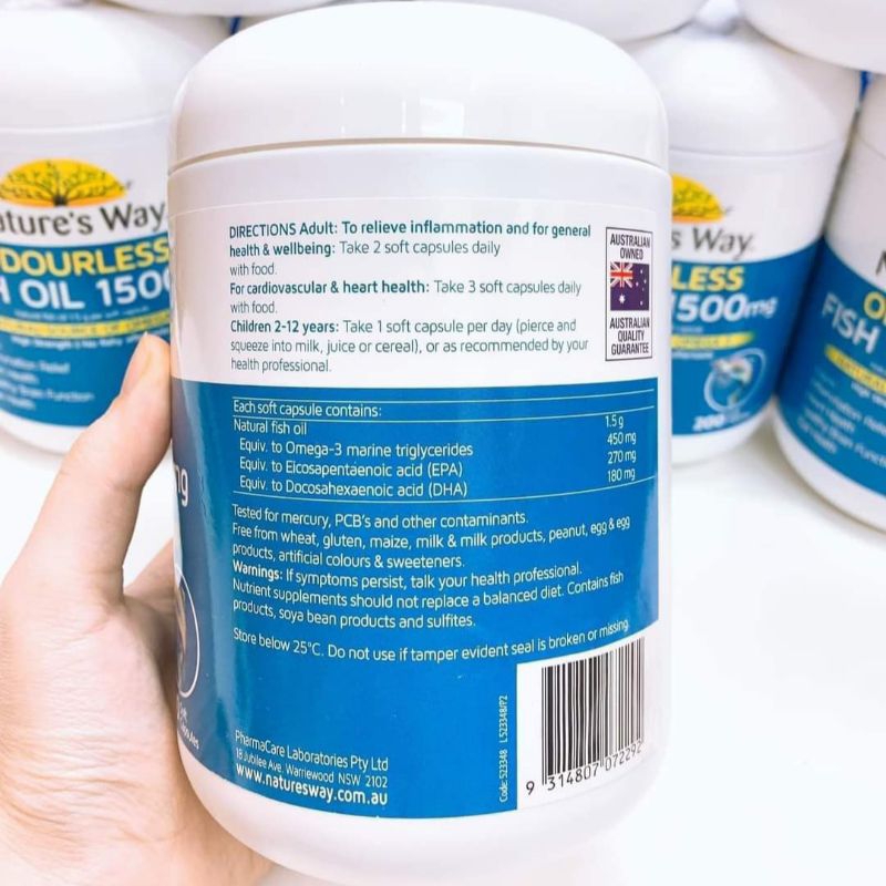 Dầu cá không mùi Nature's Way Fish oil 1000mg