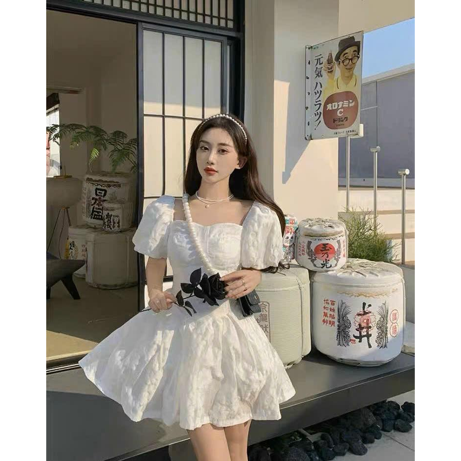 ĐẦM VÂN HOA TRẮNG V EO⚡HỎA TỐC⚡ MEOINDAHOUSE