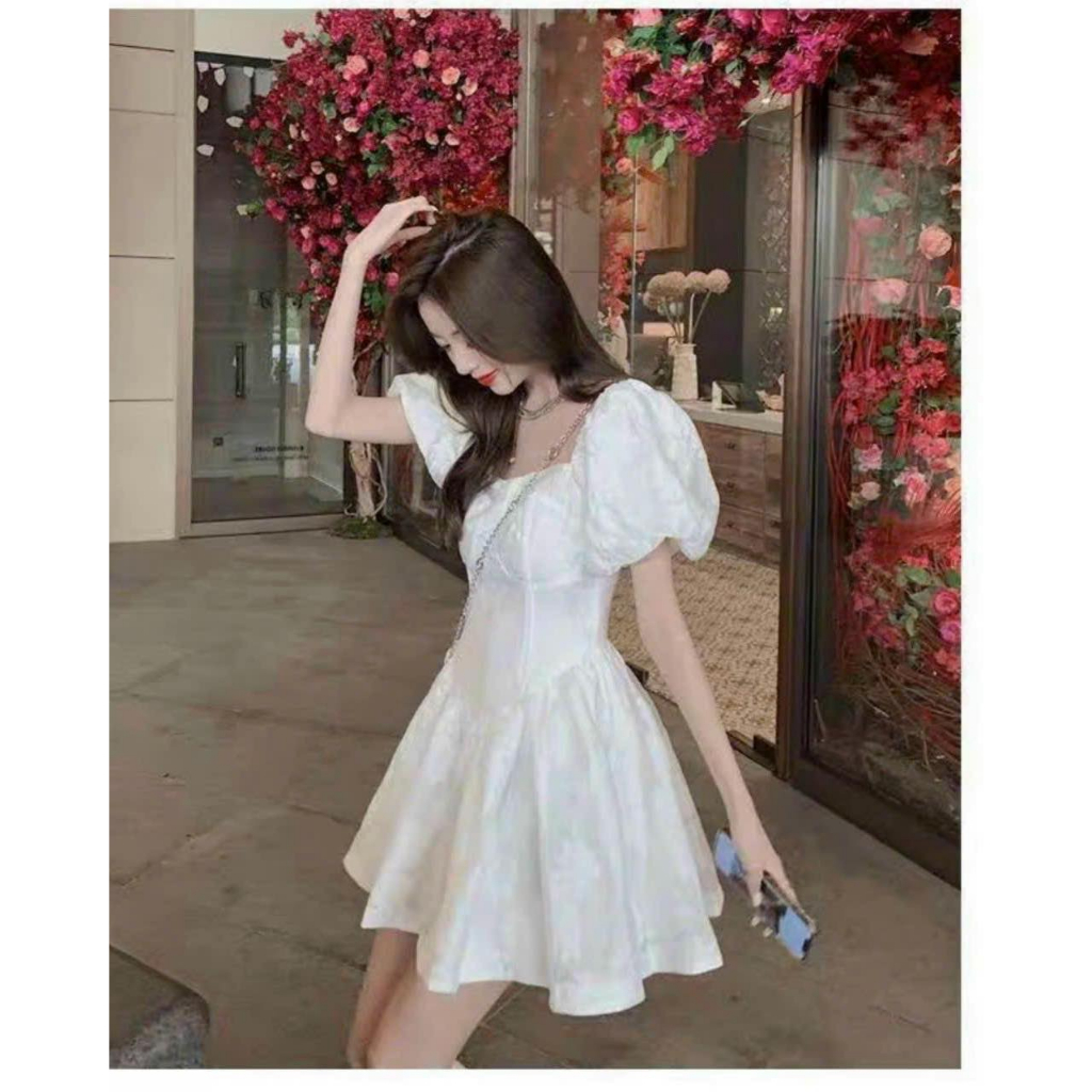 ĐẦM VÂN HOA TRẮNG V EO⚡HỎA TỐC⚡ MEOINDAHOUSE