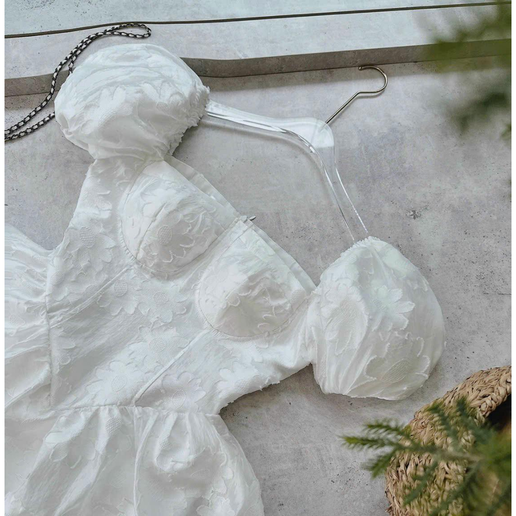 ĐẦM VÂN HOA TRẮNG V EO⚡HỎA TỐC⚡ MEOINDAHOUSE