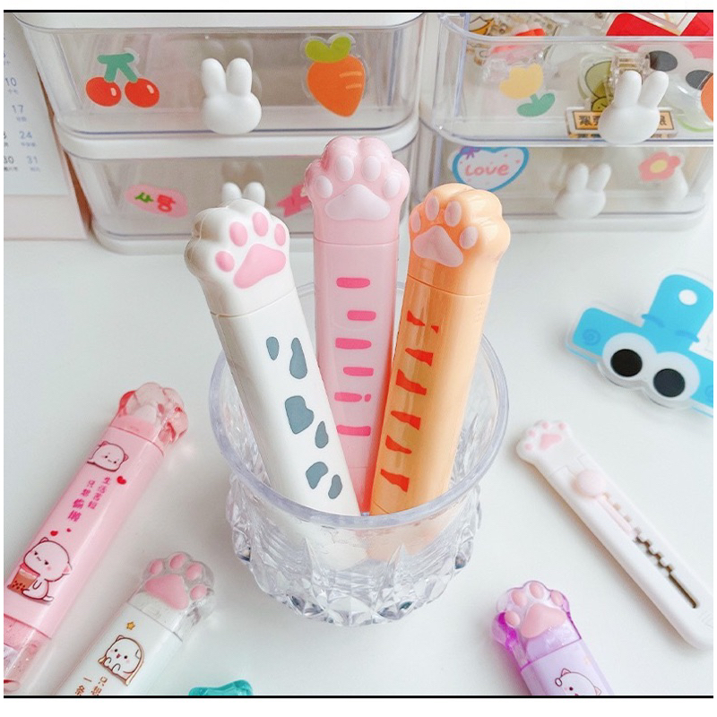 Bút Xoá Kéo Kết Hợp Băng Dính 2 Đầu Mẫu Chân Cún Cute Văn Phòng Phẩm