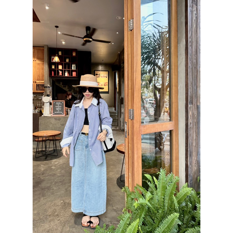 Chân váy jean 2 túi trước [HÌNH THẬT MẪU SHOP CHỤP]