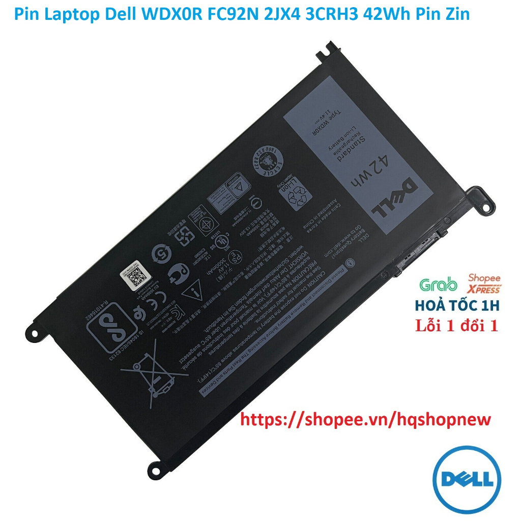 ⚡️[Pin zin] Pin Laptop Dell WDX0R FC92N 2JX4 3CRH3 42Wh Pin Zin