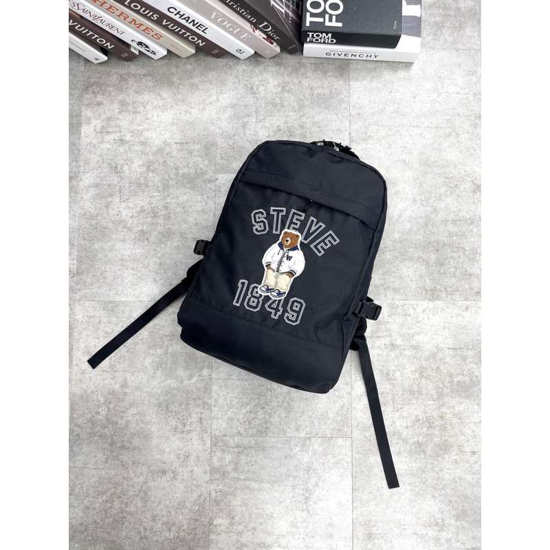 B518 Balo Classic Màu Đen Thêu Gấu Steve 1849 { Chính Hãng }