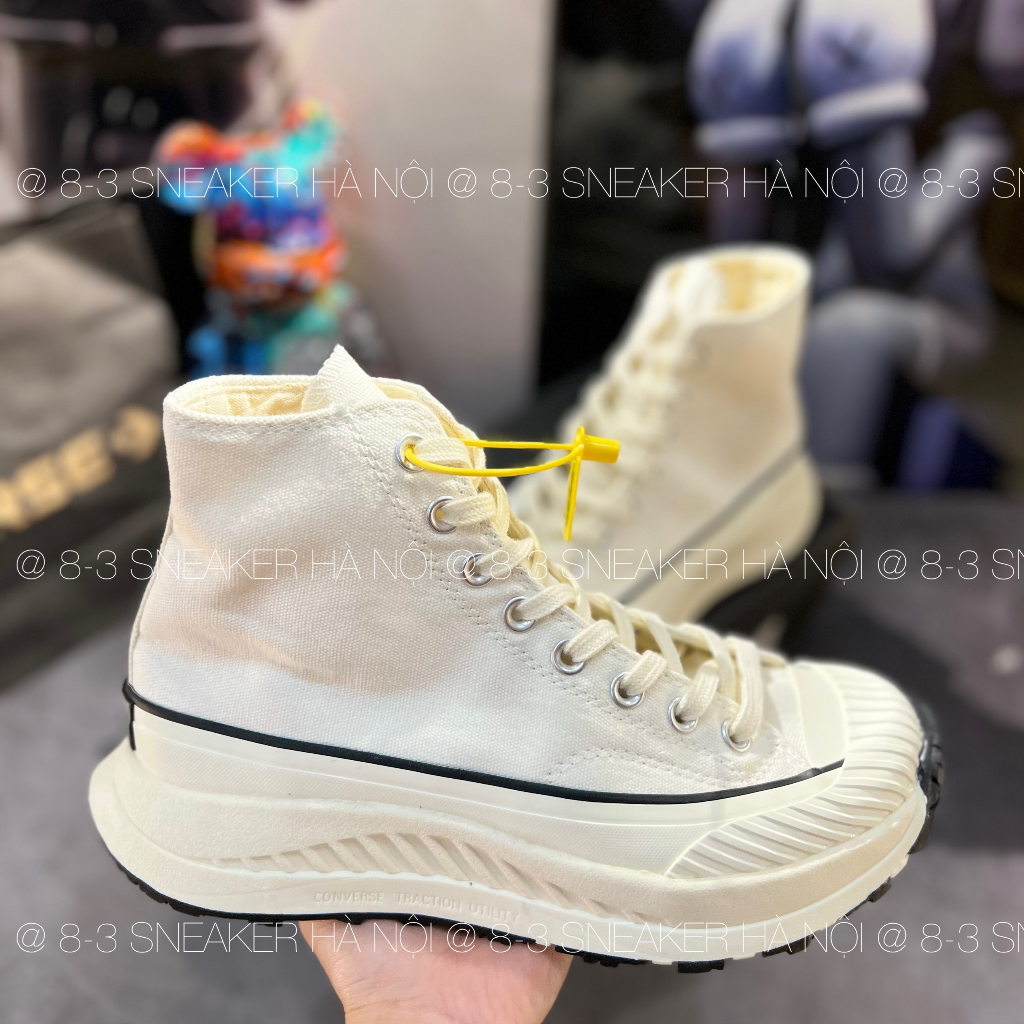Giày thể thao converse chuck 1970s Triple White  AT-CX Future Sandalwood, Giày CV cao cổ màu trắng nâu đế 7cm