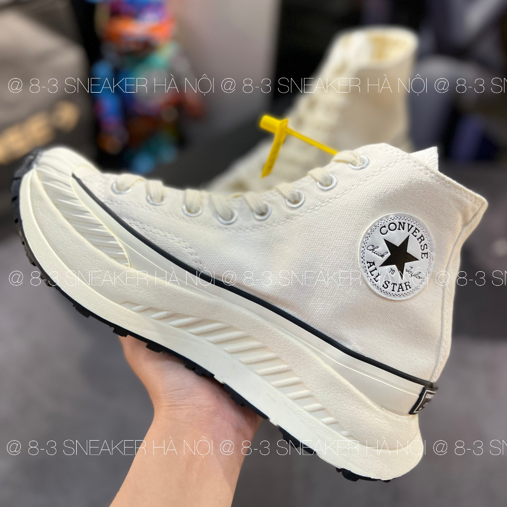 Giày thể thao converse chuck 1970s Triple White  AT-CX Future Sandalwood, Giày CV cao cổ màu trắng nâu đế 7cm