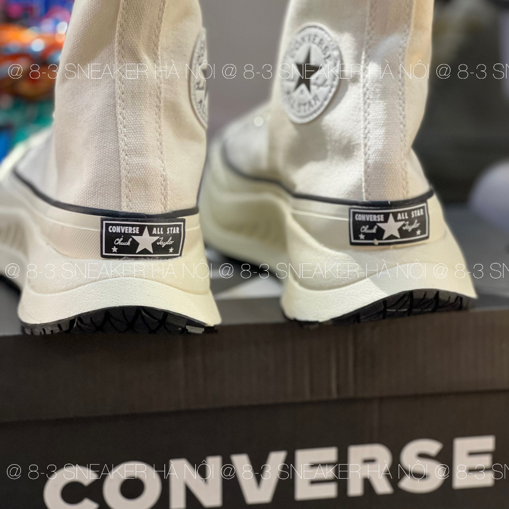 Giày thể thao converse chuck 1970s Triple White  AT-CX Future Sandalwood, Giày CV cao cổ màu trắng nâu đế 7cm