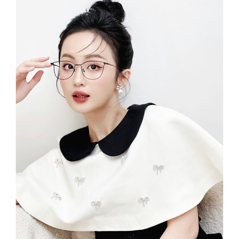 Gọng kim loại cao cấp dáng bầu vuông tai mèo 72835 tròng ánh sáng xanh