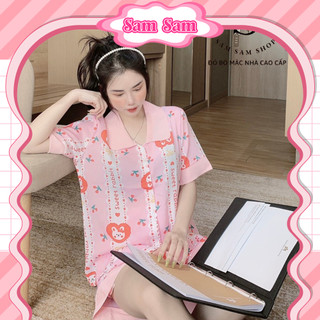 Đồ bộ pijama cho nữ lụa mango áo cộc quần đùi mặc nhà cổ tiểu thư size dưới 62kg - Sam Sam Shop
