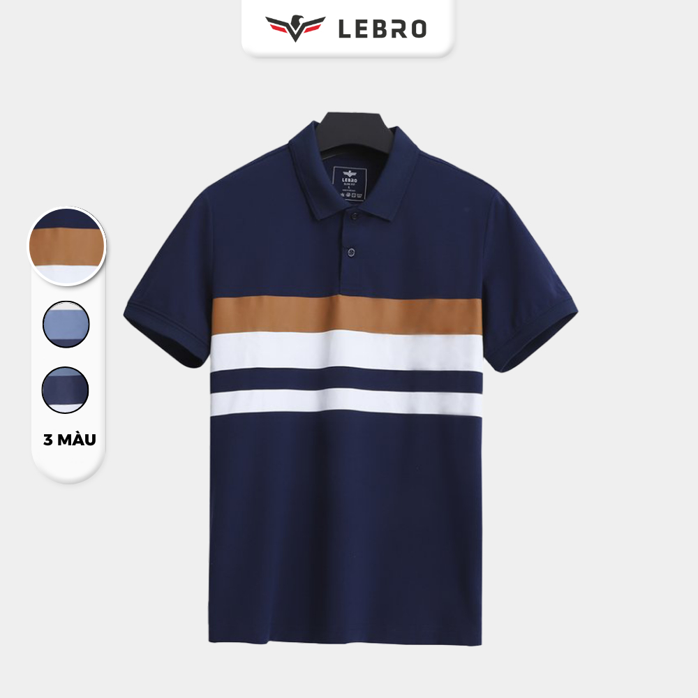 Áo polo nam, áo thun nam có cổ cotton cao cấp, chuẩn form slimfit, phối sọc ngang trẻ trung, thể thao LEBRO L122APL008