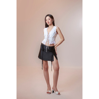 Lace Top - Áo trắng cột dây phối ren