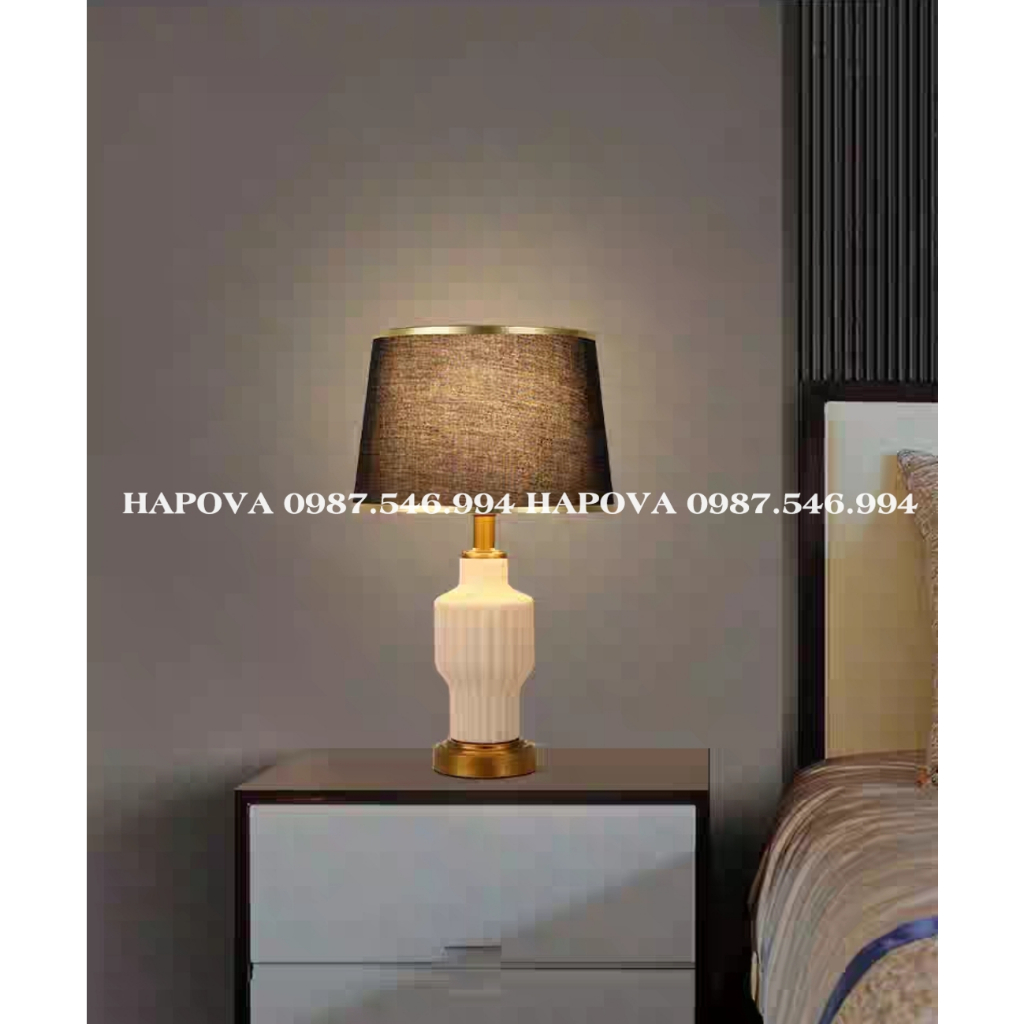 Đèn bàn ngủ cao cấp HAPOVA UKIAS 8671 + Kèm bóng led chuyên dụng