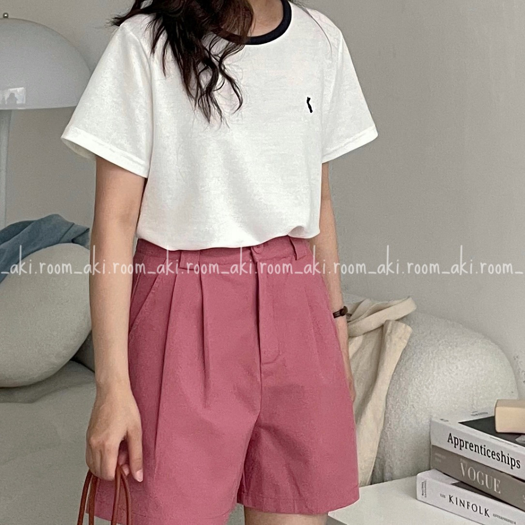 Áo thun chất tổ ong cổ viền lệch màu thêu logo thỏ ngực trái 9154