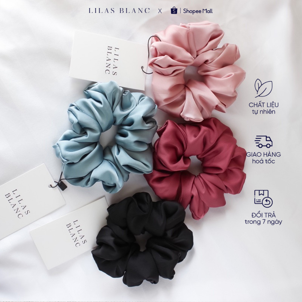 Buộc Tóc Scrunchies Chất Liệu Lụa Nhiều Màu LILAS BLANC