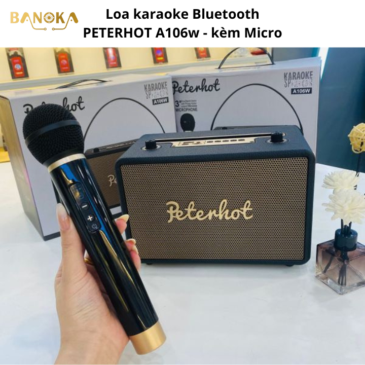 Loa Karaoke Bluetooth Peterhot A106W (kèm mic không dây)-SẢN PHẨM ƯA CHUỘNG NHẤT HIỆN NAY