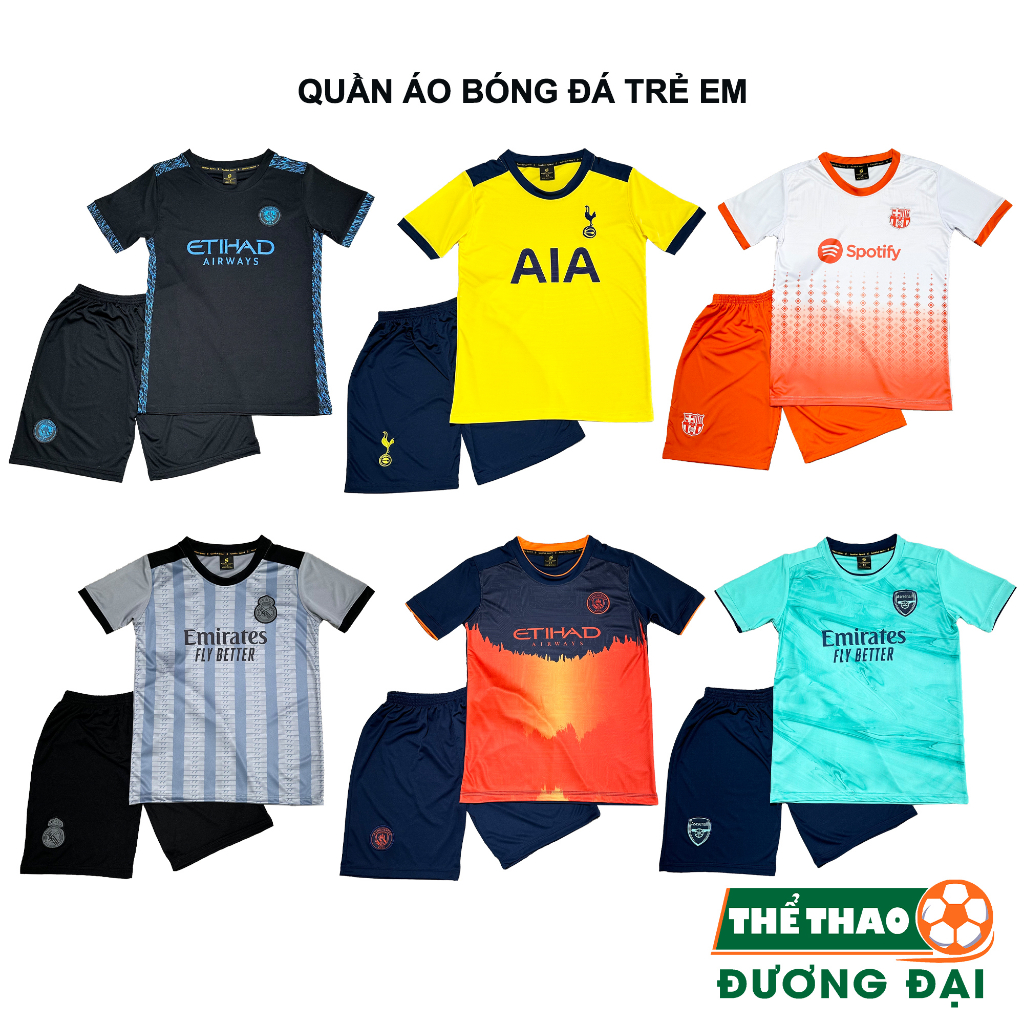 Quần Áo Bóng Đá Trẻ Em, Đồ Đá Banh Cho Bé Siêu Cưng Nhiều Mẫu Thun Lạnh Cao Cấp Không Nhăn Không Xù Lông TT Đương Đại