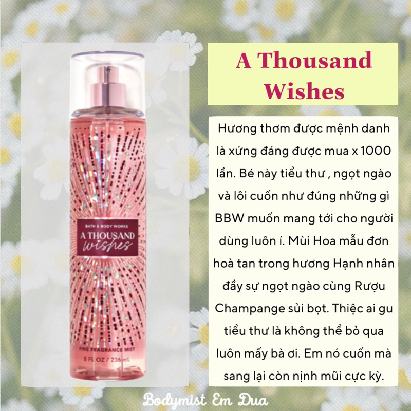 Xịt Thơm Toàn Thân - A THOUSAND WISHES