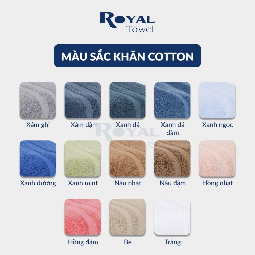 Khăn tắm gội đầu lau mặt ROYAL TOWEL 100% cotton cao cấp bông dày thấm hút không đổ lông dùng cho gia đình khách sạn spa