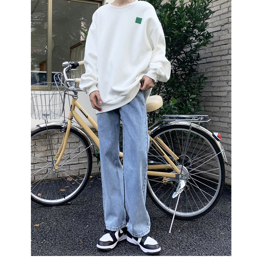 Quần jean nam baggy ống suông rộng dáng đứng vải jeans bò xanh phom xuông cao cấp Haru hottrend 2023