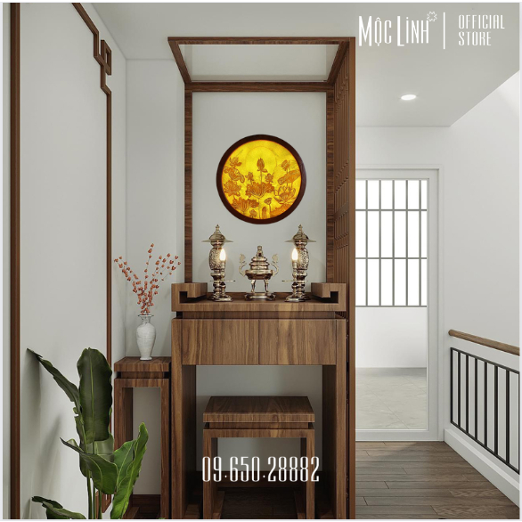 Tranh Trúc Chỉ tròn Mộc Linh - Đèn Hào Quang Nguyệt Liên Hoa - Trang Trí Ban Thờ