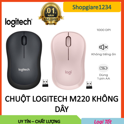 Chuột không dây Logitech M220 Click Silent - giảm ồn, USB, phù hợp cho PC/ Laptop - Full Box, Bảo hành 12 tháng | BigBuy360 - bigbuy360.vn