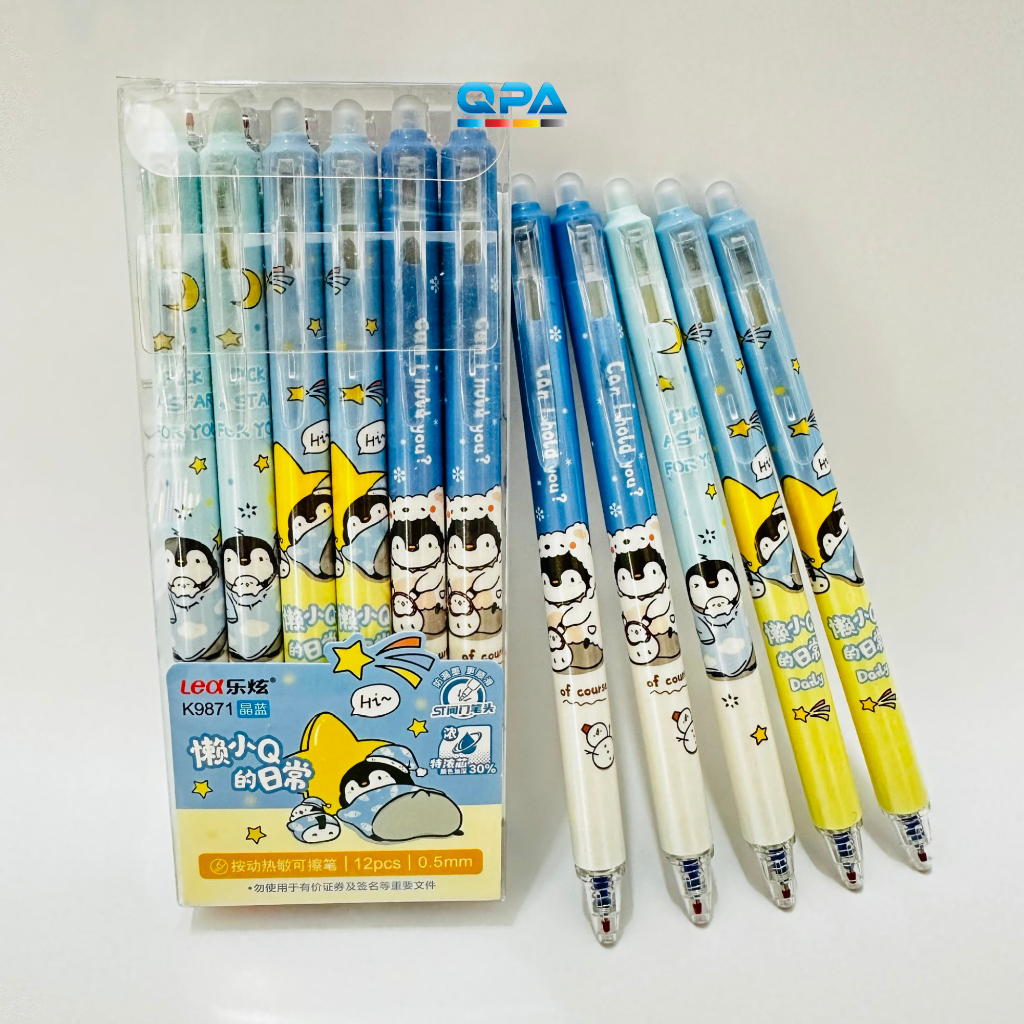 Bút gel xóa được dạng bấm hình gấu, chim cánh cụt, phi hành gia