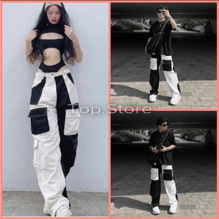Quần túi hộp ống rộng nữ nam , Quần cháy phố siêu hack dáng cạp cao unisex vải kaki jean phong cách style TOP STORE