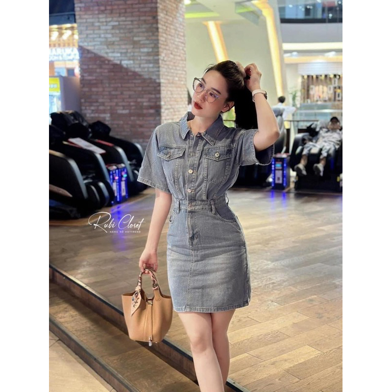 Váy Jean Phối Nút Co Giãn Mã KH50